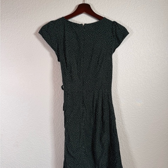 Loft Black Polka Dot Mini Wrap Dress Size 00P - Picture 8 of 8